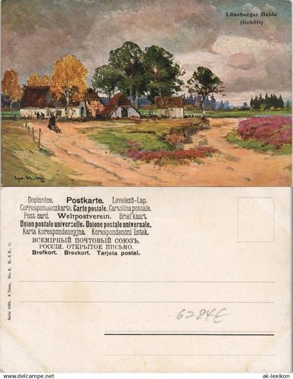 Ansichtskarte .Niedersachsen Lüneburger Heide Gehöft - Mondnacht 1908