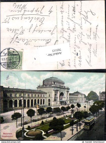 703115 Mannheim Bahnhof Hauptbahnhof Feldpost gel Eislingen Göppingen Fils