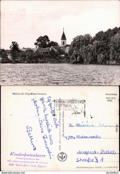 Motzen Mittenwalde (Mark) Blick vom Motzener See aus auf die Kirche 1970