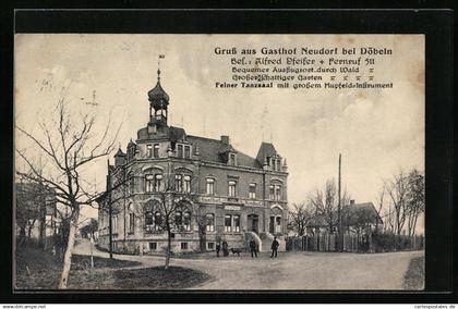 AK Neudorf b. Döbeln, Gasthaus Neudorf mit Strassenpartie