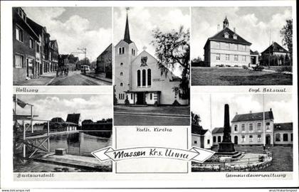 CPA Massen Unna im Ruhrgebiet, Kirche, Betsaal, Badeanstalt, Gemeindeverwaltung