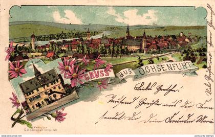 Ochsenfurt, Farb-Litho, 1899 von Ochsenfurt nach Gemünden versandt