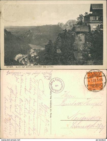 Ansichtskarte Oybin Berggasthof Oybin 1922