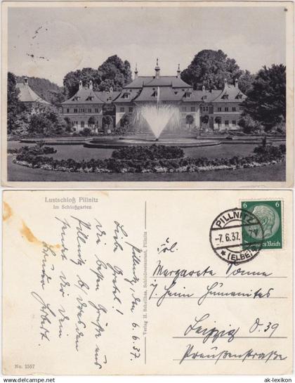 Ansichtskarte Pillnitz Lustschloss Pillnitz - im Schlossgarten 1937