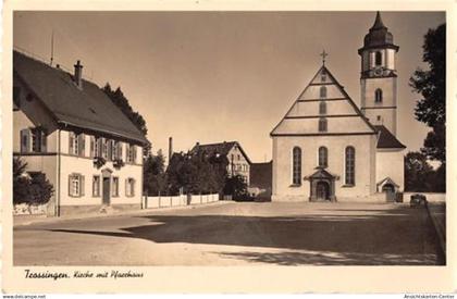 39103163 - Trossingen. Kirche mit Pfarrhaus gelaufen. Gute Erhaltung.