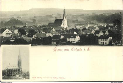 CPA Ostritz in der Oberlausitz, Kirchen, Stadtpanorama