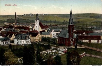 CPA Ostritz in der Oberlausitz, Teilansicht, Kirche