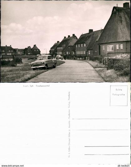 Ansichtskarte List auf Sylt Auto, Strassen Partie im Frischwassertal 1960