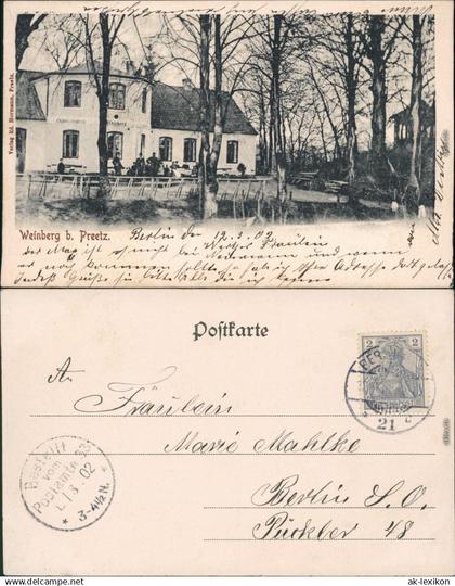 Ansichtskarte Preetz Restaurant Weinberg b Plön 1902