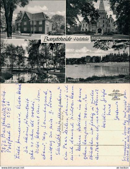 Bargteheide Mehrbild-AK Volkspark, Rathaus, Schloss Tremsbüttel 1966