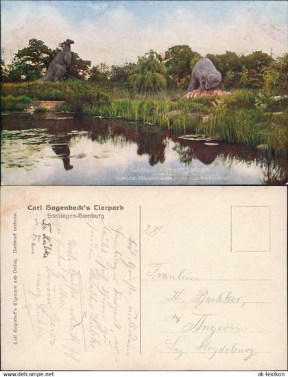 Stellingen-Hamburg Tierpark Hagenbeck Saurier u.a. Brontosaurus 1914