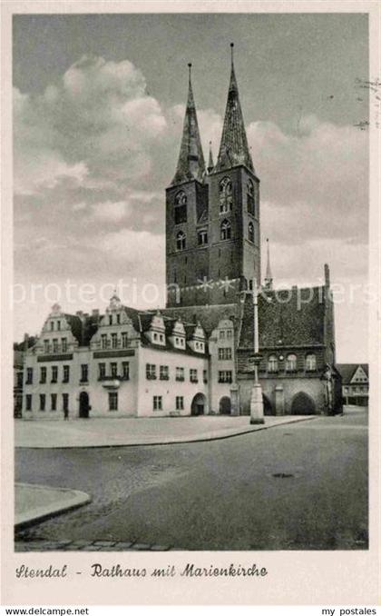 72710466 Stendal Rathaus mit Marienkirche Stendal