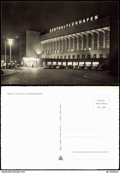 Ansichtskarte Tempelhof-Berlin Flughafen Tempelhof bei Nacht 1962