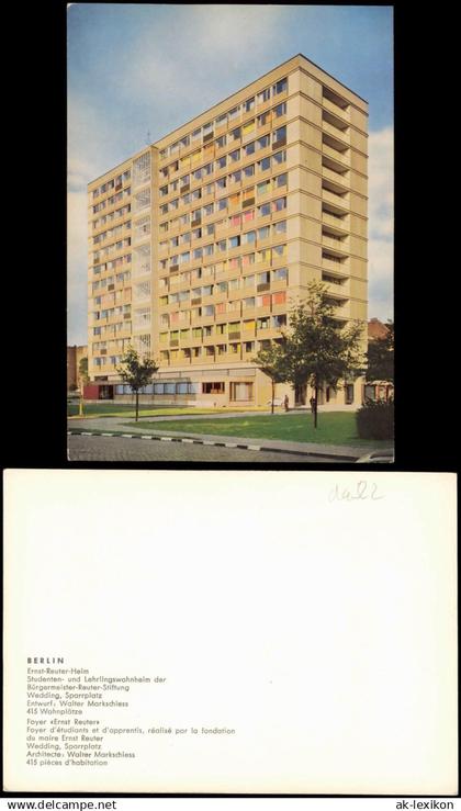 Wedding-Berlin Studenten- und Lehrlingswohnheim Sparrplatz 1965