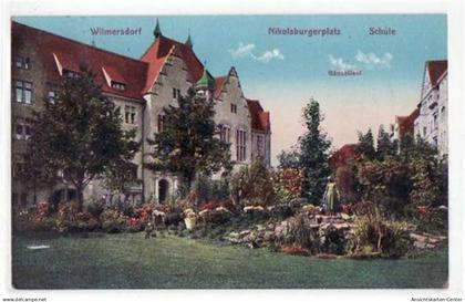 39043893 - Berlin Wilmersdorf mit Nikolsburgerplatz und Schule gelaufen von 1913. Gute Erhaltung.