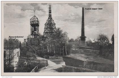 AK Bergbaude Keulenberg Gasthof Bismarck Denkmal Turm Friedrich August Säule bei Königsbrück Pulsnitz Oberlichtenau