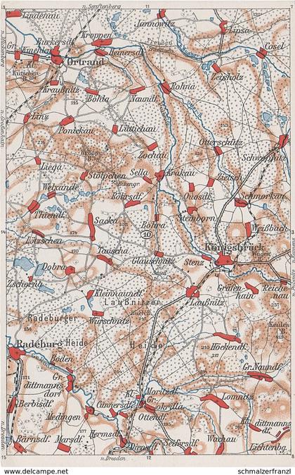 Litho AK Wona Hauschting Karte 10 Königsbrück Radeburg Ortrand Thiendorf Ottendorf Okrilla Krakau Bohra Sella Steinborn