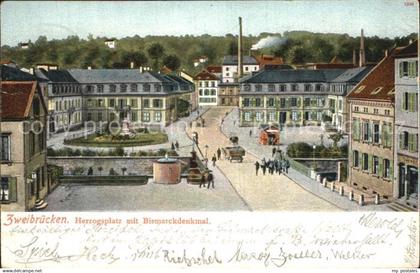 42584952 Zweibruecken Herzogsplatz mit Bismarckdenkmal Zweibruecken