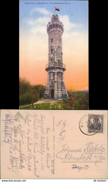 Ansichtskarte Ebingen-Albstadt Aussichtsturm a. d. Schlossfelsen 1920