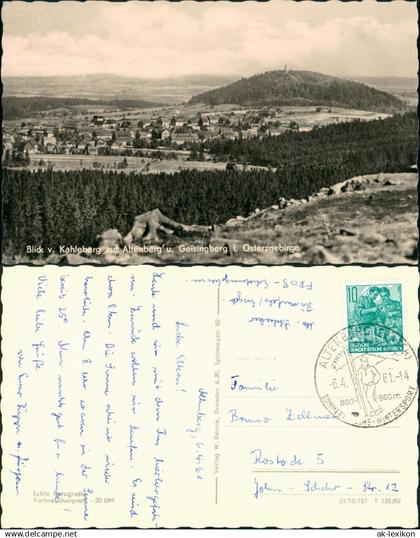 Altenberg (Erzgebirge) Kahleberg Blick auf Altenberg Geisingberg  1961