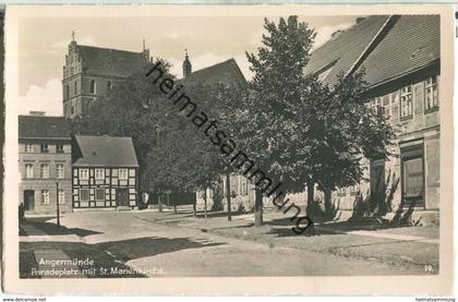 Angermünde - Paradeplatz mit St. Marienkirche - Foto-Ansichtskarte - Verlag Leon Sauniers Stettin 30er Jahre