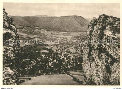 43344789 Bad ueberkingen mit dem Kahlenstein Felsen Bad ueberkingen