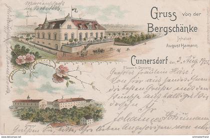 Litho AK Cunnersdorf Gasthof Bergschänke Rittergut a Bannewitz Boderitz Dresden Kleinnaundorf Gittersee Kaitz Freital