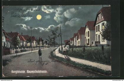 AK Bargteheide, Baumschulstrasse bei Nacht