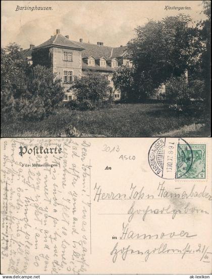 Ansichtskarte Barsinghausen Klostergarten 1907