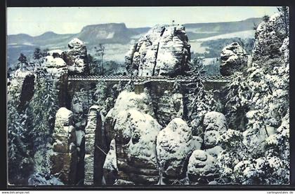 AK Bastei /Sächs. Schweiz, Die Basteibrücke im Winter