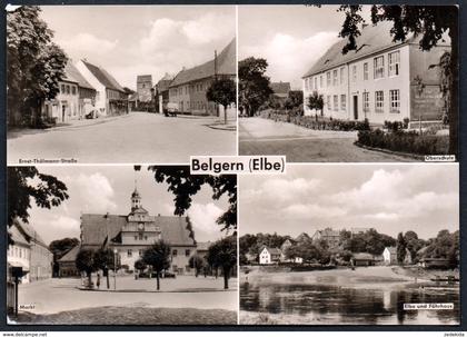 A4966 - alte MBK Ansichtskarte - Belgern - Schule Markt Fährhaus - Müller