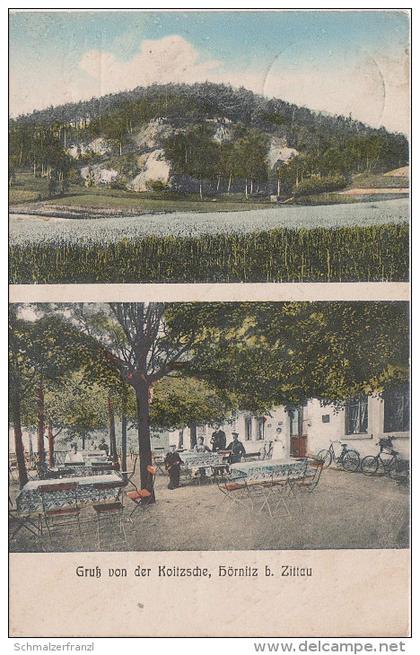 AK Zittau Hörnitz Stempel Gruss von der Koitzsche Koitsche Gasthaus Baude bei Hainewalde Mittelherwigsdorf Bertsdorf