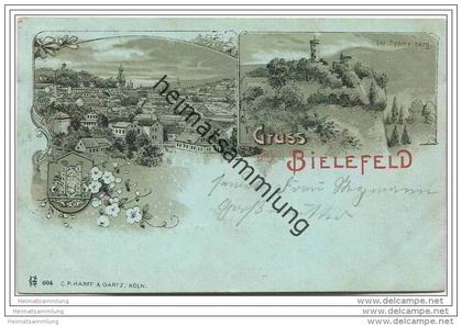 Gruss aus Bielefeld - Lithographie - Gesamtansicht - Sparrenberg