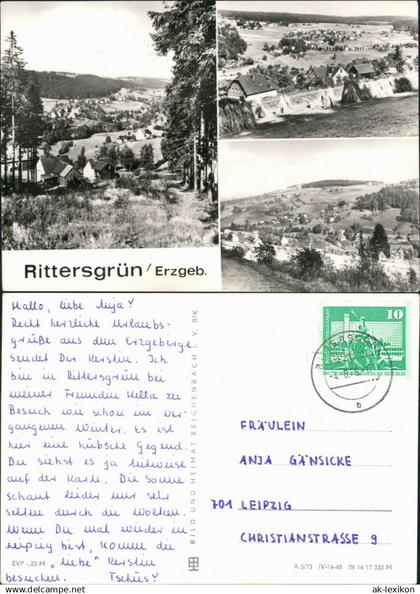 Ansichtskarte Rittersgrün-Breitenbrunn (Erzgebirge) Panorama-Ansichten 1975