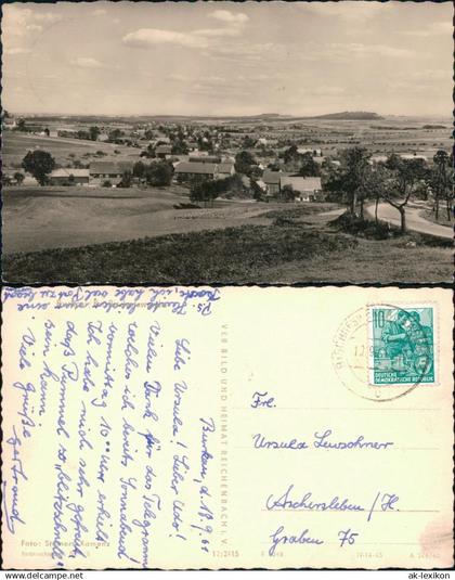 Ansichtskarte Burkau (Oberlausitz) Porchow Panorama Blick mit Straße 1960