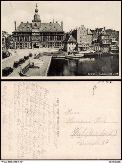 Ansichtskarte Emden Delft und Rathaus 1940