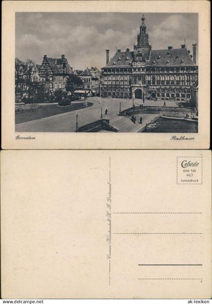 Ansichtskarte Emden Rathaus - Straßenpartie 1944