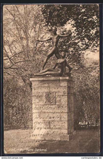 AK Frankfurt-Bornheim / Main, Heine Denkmal, Friedberger Anlage