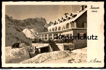 ALTE POSTKARTE GARMISCH PARTENKIRCHEN KREUZECKHAUS 1942 EISZAPFEN ZUGSPITZE Winter Schnee snow Ansichtskarte postcard