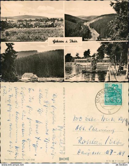 Gehren (Thüringen) Überblick, Schobsetal -  Schobsemühle, Freibad 1959