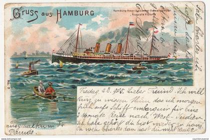 CPA - HAMBOURG - Gruss aus Hambourg - Bateau à vapeur américain Auguste Victoria