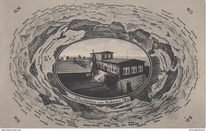 Litho Panorama Rundschau AK Hochwald Baude Hvozd bei Oybin Krombach Schanzendorf Grossmergthal Petersdorf Gabel Zittau