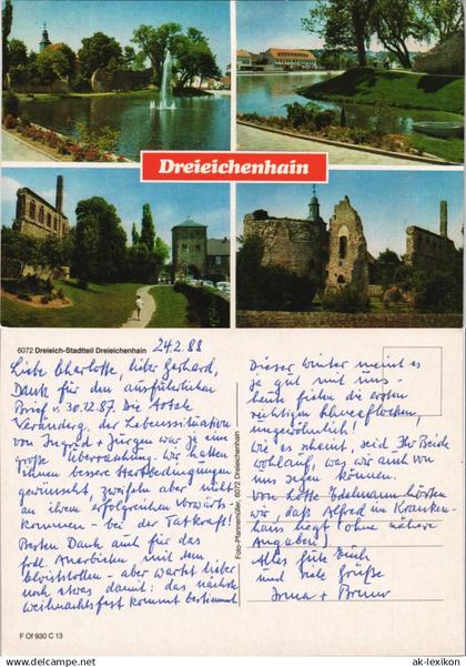 Ansichtskarte Dreieichenhain-Dreieich Burg Ruine, Park 1988