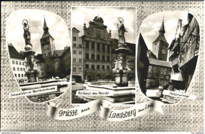 70104182 Landsberg Lech Landsberg Lech Brunnen Rathaus Markt Tor Hexenwinkel