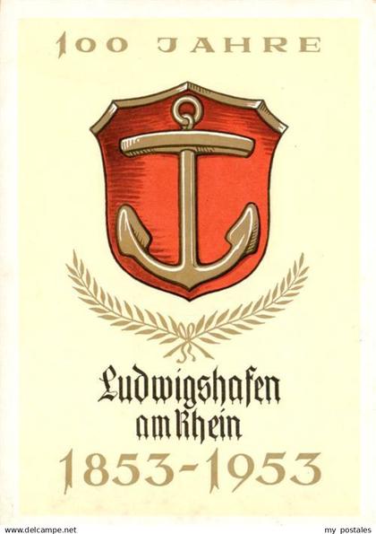 Ludwigshafen  Rhein 100 Jahre Ludwigshafen 1853 - 1953 Stadtwappen