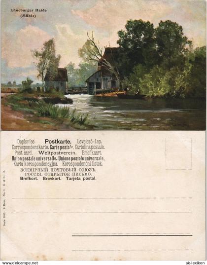 Ansichtskarte .Niedersachsen Lüneburger Heide - Mühle Künstlerkarte 1908