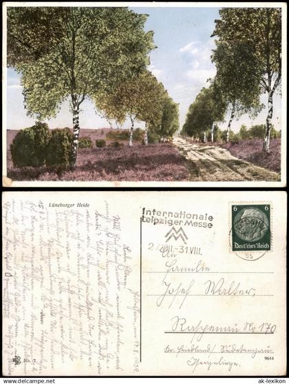 Ansichtskarte .Niedersachsen Lüneburger Heide, Waldweg - Birken 1936