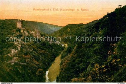 73695037 Manderscheid Eifel Kaisertempel mit Ruine Abendrot Manderscheid Eifel