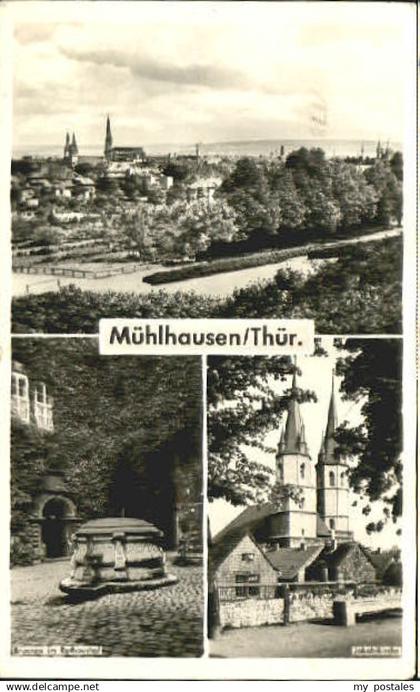 70082771 Muehlhausen Muehlhausen Brunnen Kirche x 1960