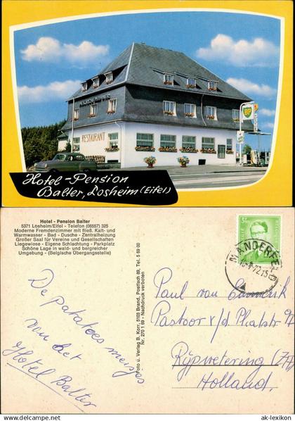 Losheim Hotel Pension Balter mit BP Tankstelle, Losheim Eifel 1972